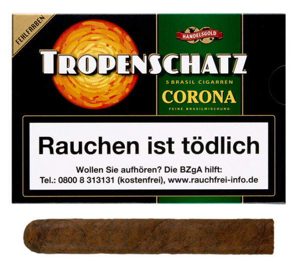 20x 5TROPENSCHATZ Brasil Zigarren Corona 824F Kiste Handelsgold 100 Zigarren