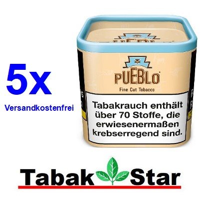 5x Pueblo Classic Feinschnitt Drehtabak Dose à 100g Tabak ohne Zusatzstoffe