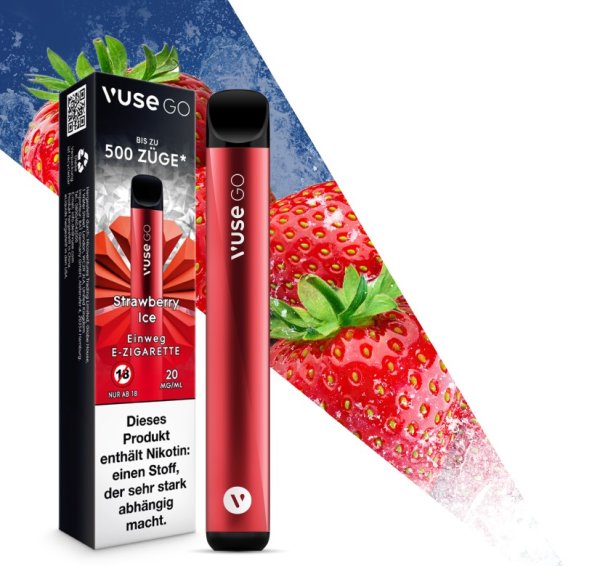 Vuse GO - Strawberry Ice - Einweg E Zigarette - 20 mg/ml Nikotin - E-Shisha
